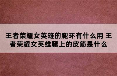 王者荣耀女英雄的腿环有什么用 王者荣耀女英雄腿上的皮筋是什么